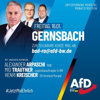 Event-Flyer Monatstreffen des Ortsverbands Murgtal