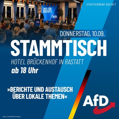Event-Flyer Stammtisch des Stadtverbands Rastatt im Hotel Brückenhof