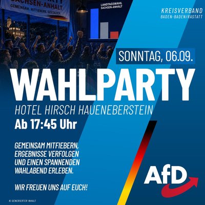 Event-Flyer Wahlparty im Hirsch Haueneberstein